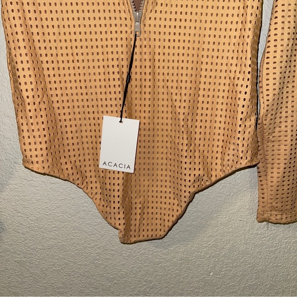 Acacia Swimwear Ehukai Mesh Body Suit Swimsuit Caramel Mesh Size XL - Picture 4 of 10